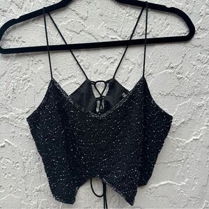 PASSPORT Top Women Large Vintage Y2K Beaded Fairygoth Lace Up